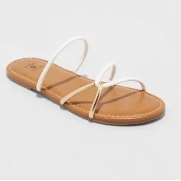 NWT Shade and Shore Women's Bali Strappy Slide Sandals White 12 - Picture 1 of 6